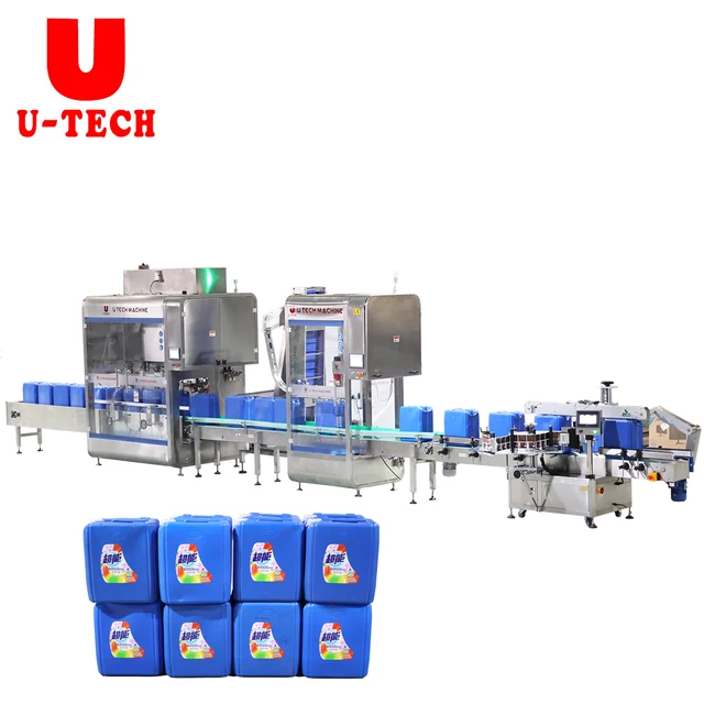 Automatic  linear type big barrel drum pesticide bottle 20L jerrycan filling capping machine line