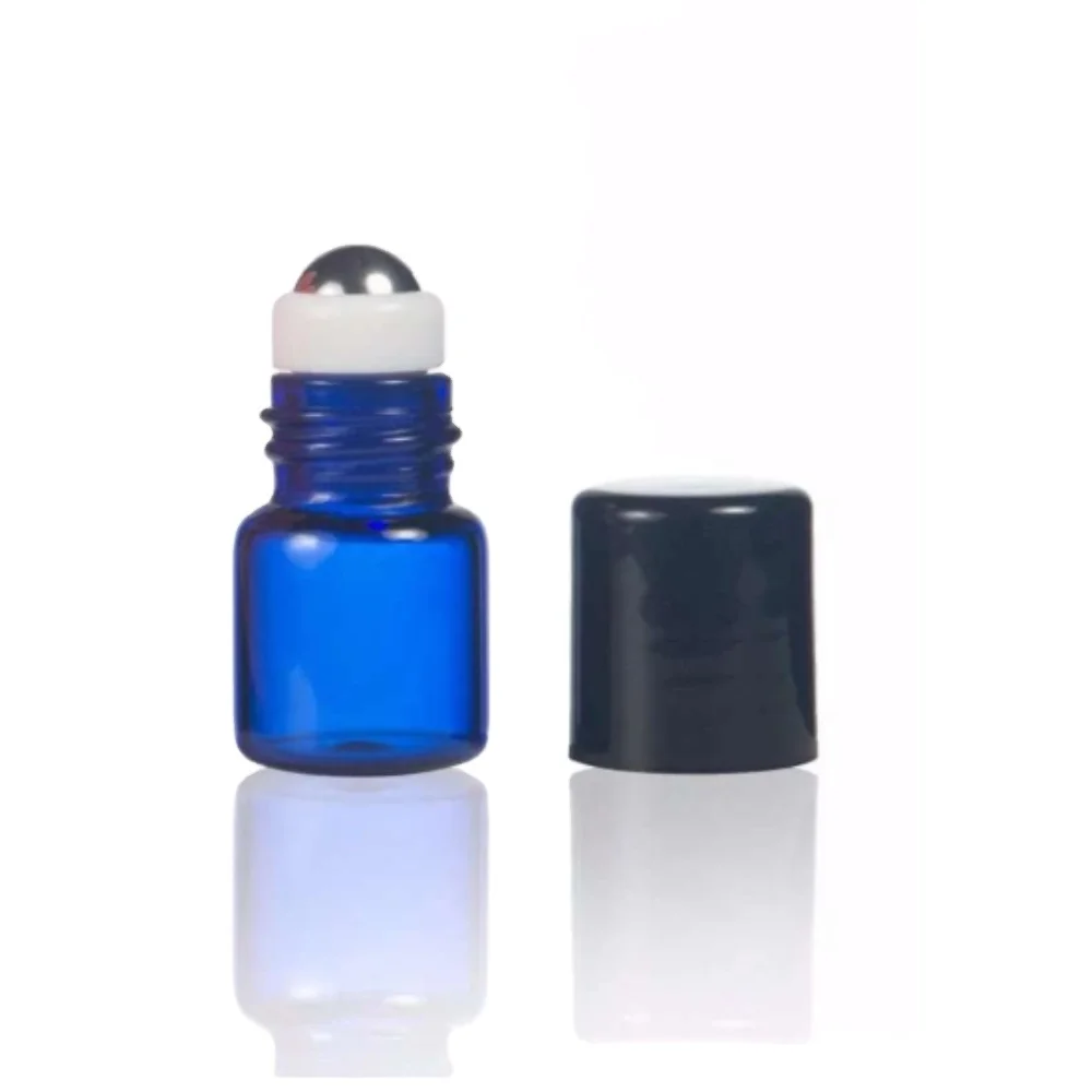 Wholesale 1ml 15x19mm Blue Roll On Essential Oil Bottle With Metal Steel  Roller And Plastic Cap From