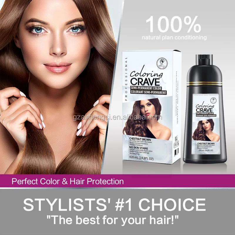 OEM ODM 3 in 1 Instant 500ml Bottle Japanese White Hair Black Color Cream Dark Brown Hair Dye Shampoo