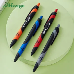 Customized Logo Cute 1.0mm Ballpoint Pen Set Black Soft-Touch Rubber Coated Click Mechanism UV Printing Plastic Promotional