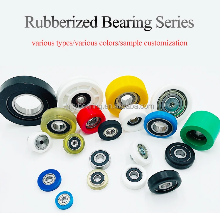 Polyurethane Bearing Pu Pulley 6000rs Rubber Coated Roller Sliding Silent Soft Rubber Bearing