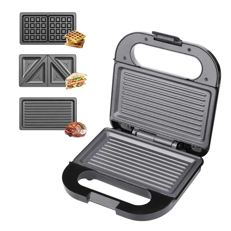 Waffle Machine Breakfast Toaster Electric Panini Grill Press Sandwich Maker With Auto Lock Clip