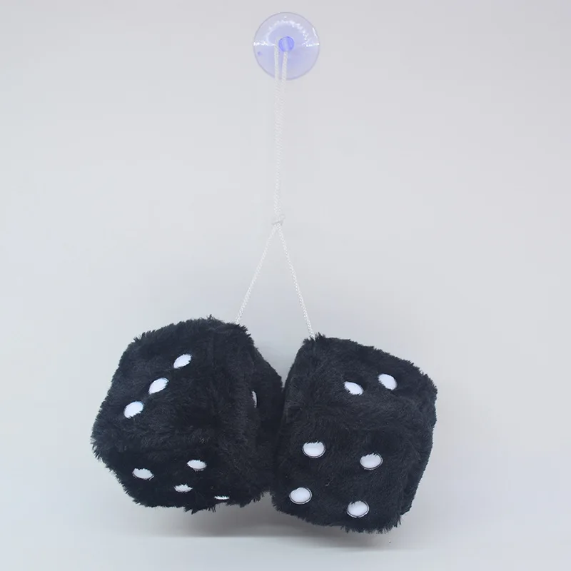 Custom Pair Of Retro Square Mirror Hanging Couple Fuzzy Plush Dice With