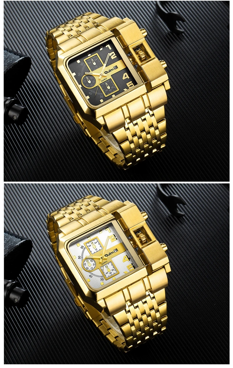 Oulm Oulm 3364 Gold Designer Men's Quartz Watch with Stainless Steel Strap ...