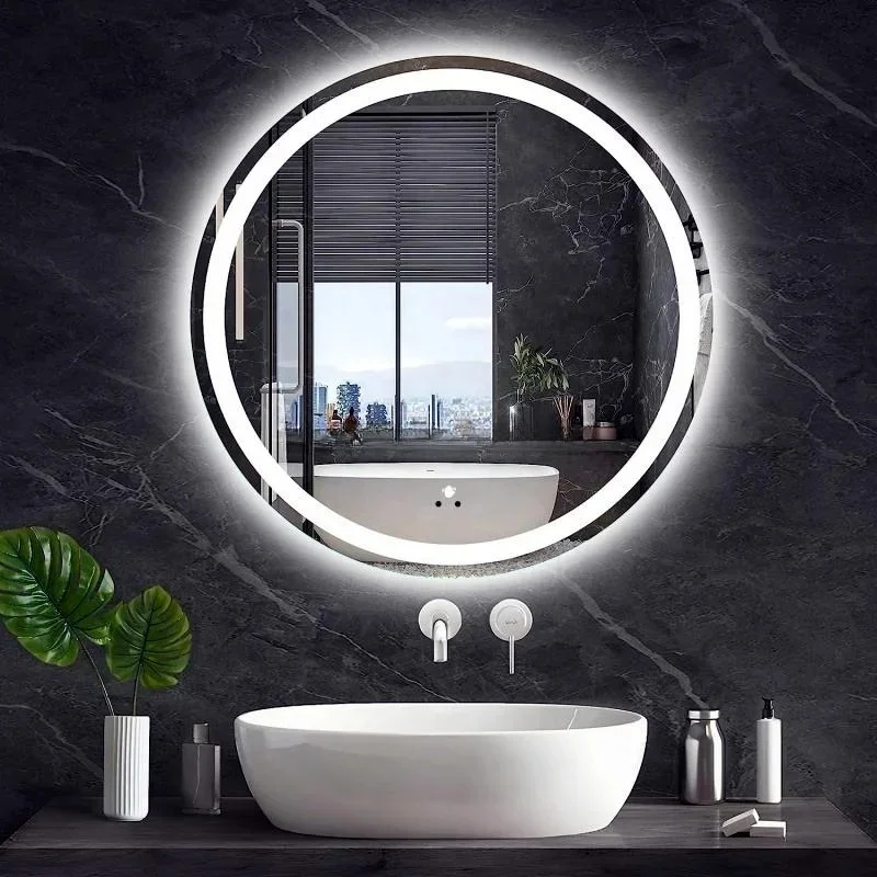 product modern anti fog touch switch round led bathroom vanity mirror for home decorative-3