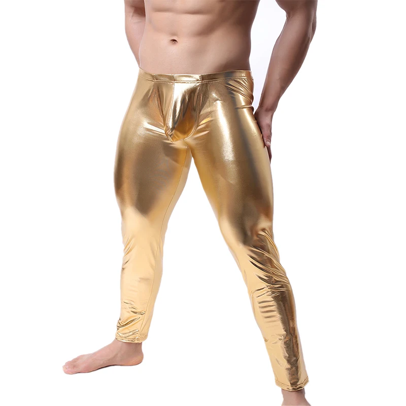 Solid Pajamas Sexy Leather Leggings for Men - Men's Sexy Leather Pants