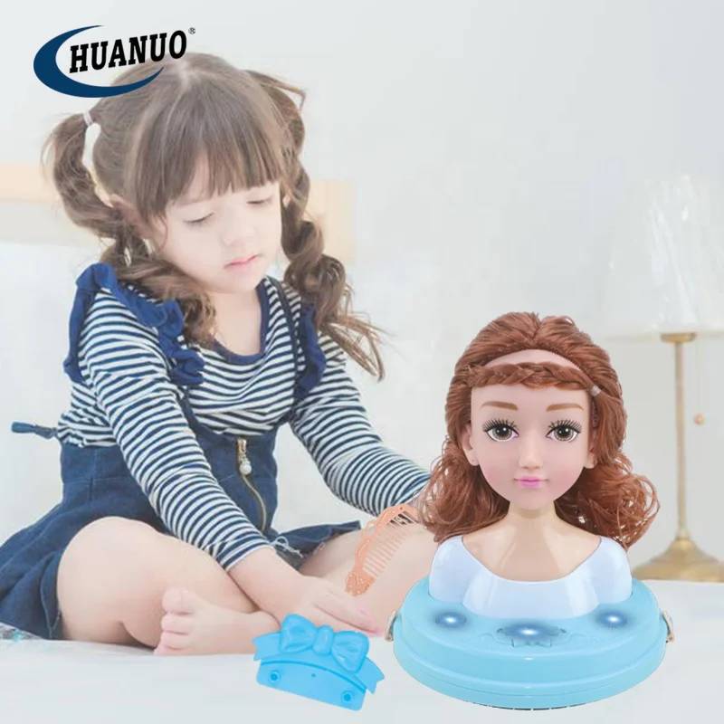 New Arrival Girls Dress up Doll Half Body Model Hairstyles Toy Kids Head with Music Light