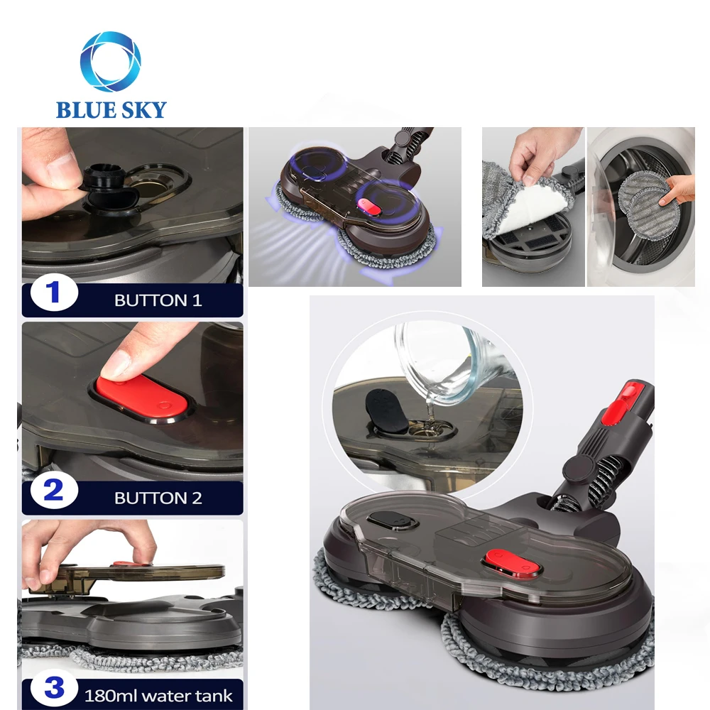 Electric Vacuum Cleaner Wet Dry Mopping Head With Removable Water Tank
