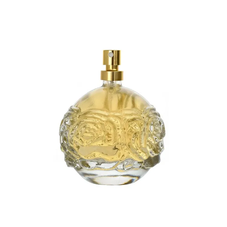 Customized 100ml 110ml 120ml Fancy Luxury High Quality Islamic Dubai Engraved Perfume Empty Spray Pump Clear Glass Parfum Bottle