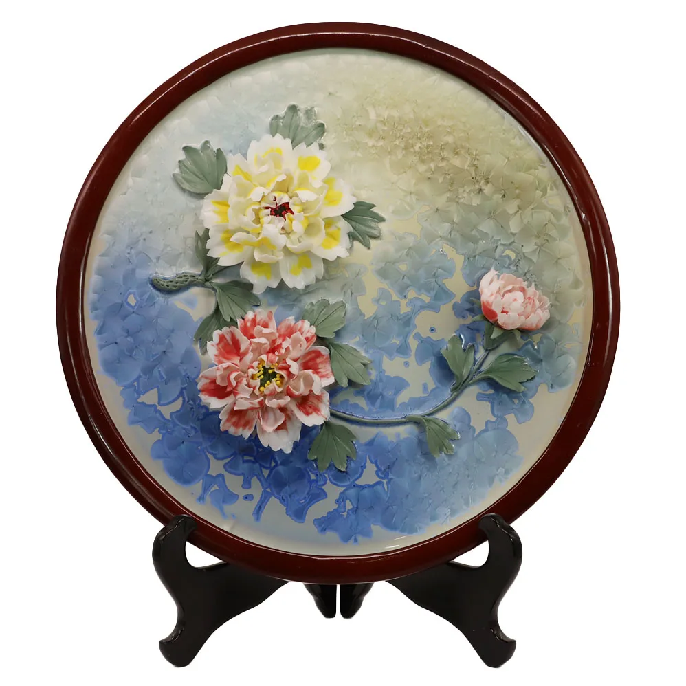 High Quality Custom Logo Porcelain Souvenir Plate Floral Trimmed Ceramic Decorative Plates Ceramic Ornament details