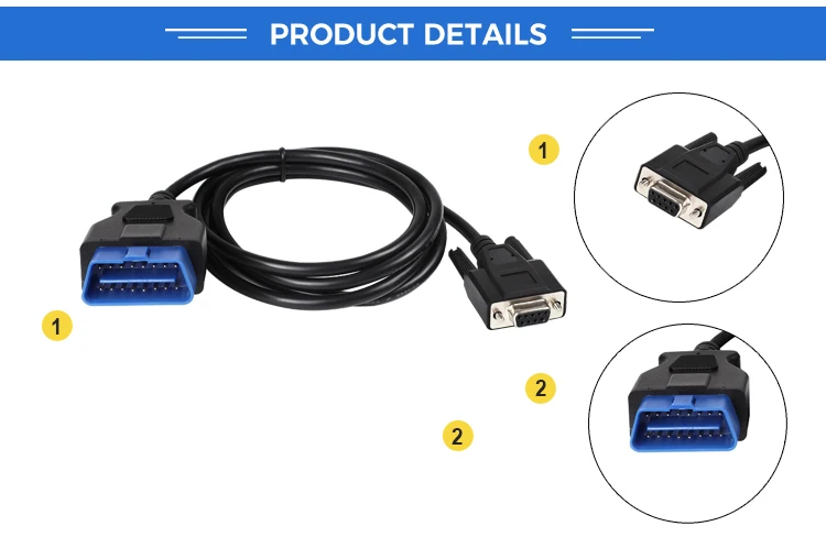 product 16pin m to d sub 9p f 16pin male femaleobd2 to db 9femaleobdii car test diagnostic cable for vga interface diagnostic diy pr-3