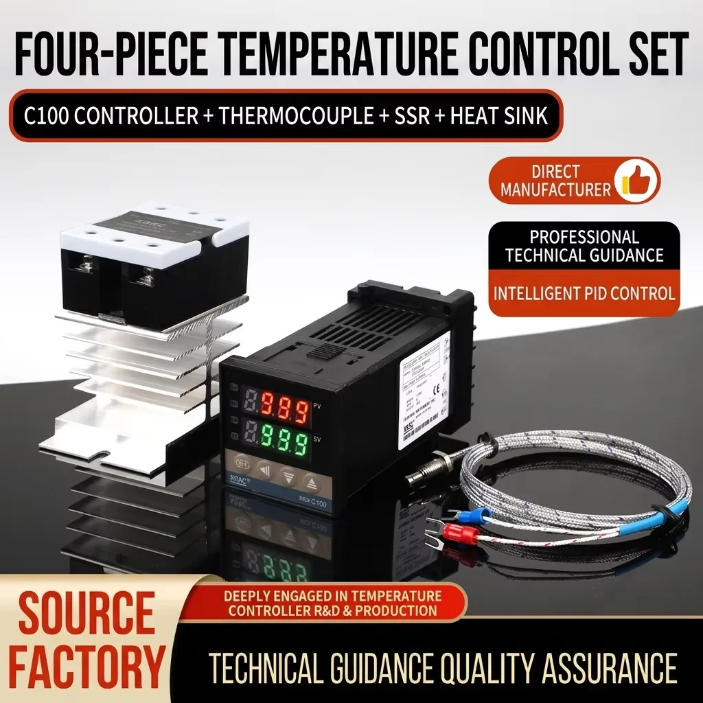 XRKC REX-C100 Thermostat +temperature Sensor+Solid State Relay+radiator Temperature Controller Set for Packaging Machine