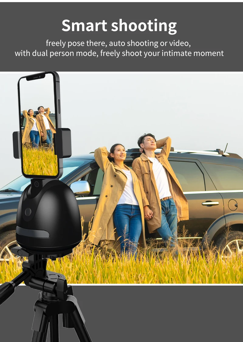 Rechargeable 360 rotation tracking gimbal stabilizer auto face tracking selfie stick phone holder for video and smartphone