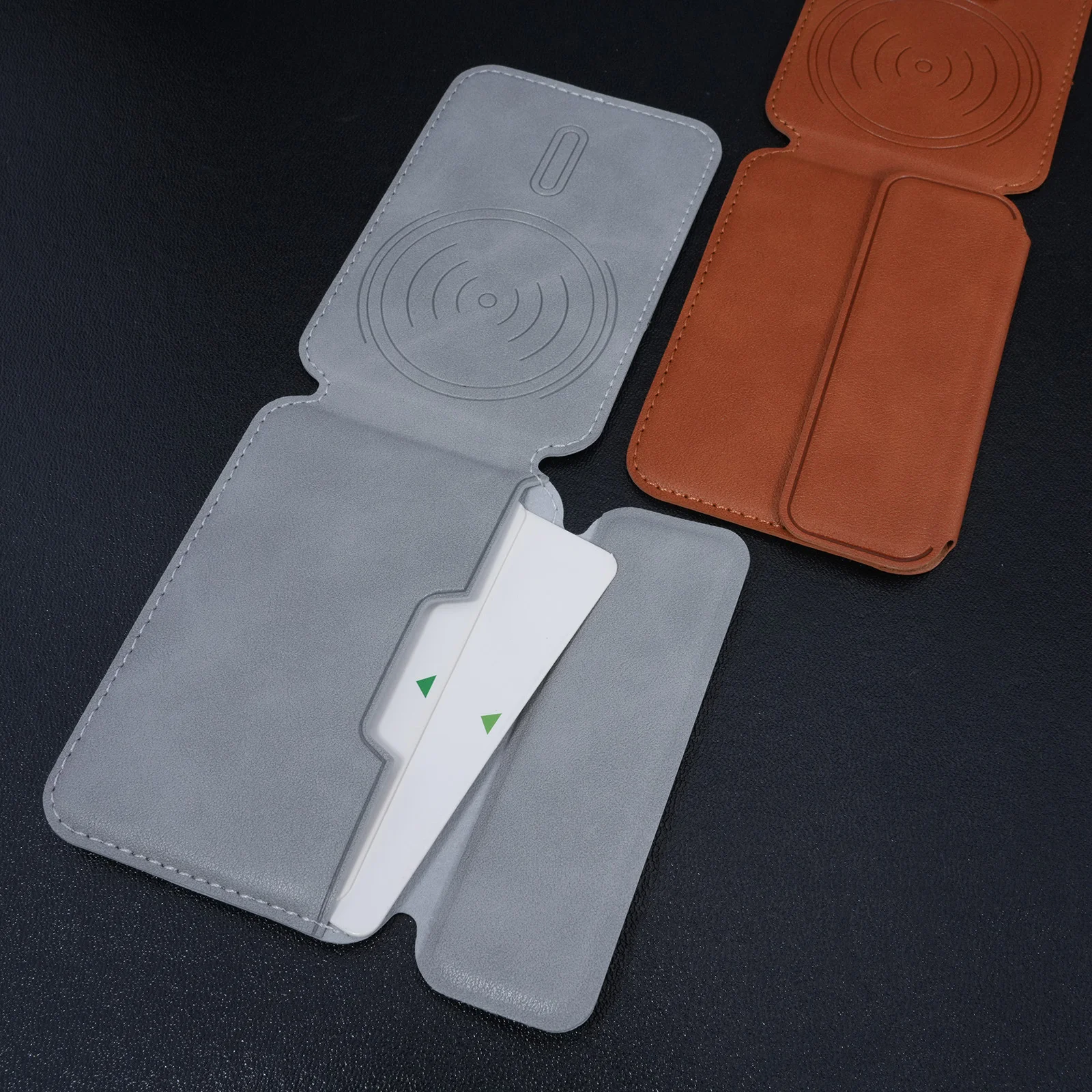 Compatible with magnetic PU folding lock card holder portable card slot N25 strong magnetic desktop stand