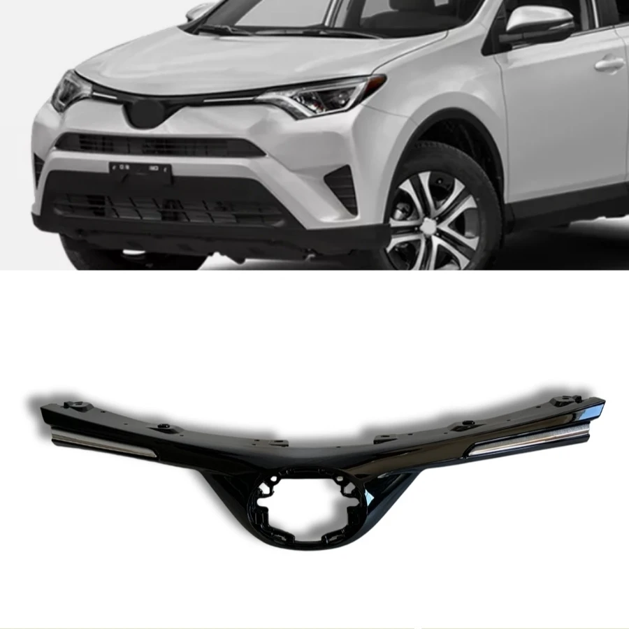 TIYPEOR Upper Grille Bumper Assembly Set Fit for Toyota RAV4  2016 2017 2018 Black New Steel Front Insect Grille Bumper Mesh