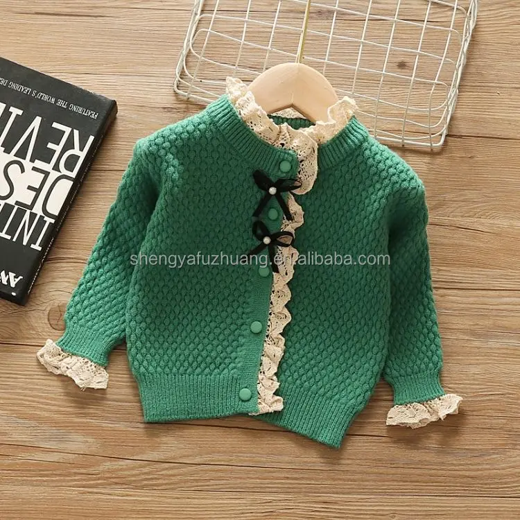 New hot spring and summer solid color hollow knitted cardigan baby girls' sweaters