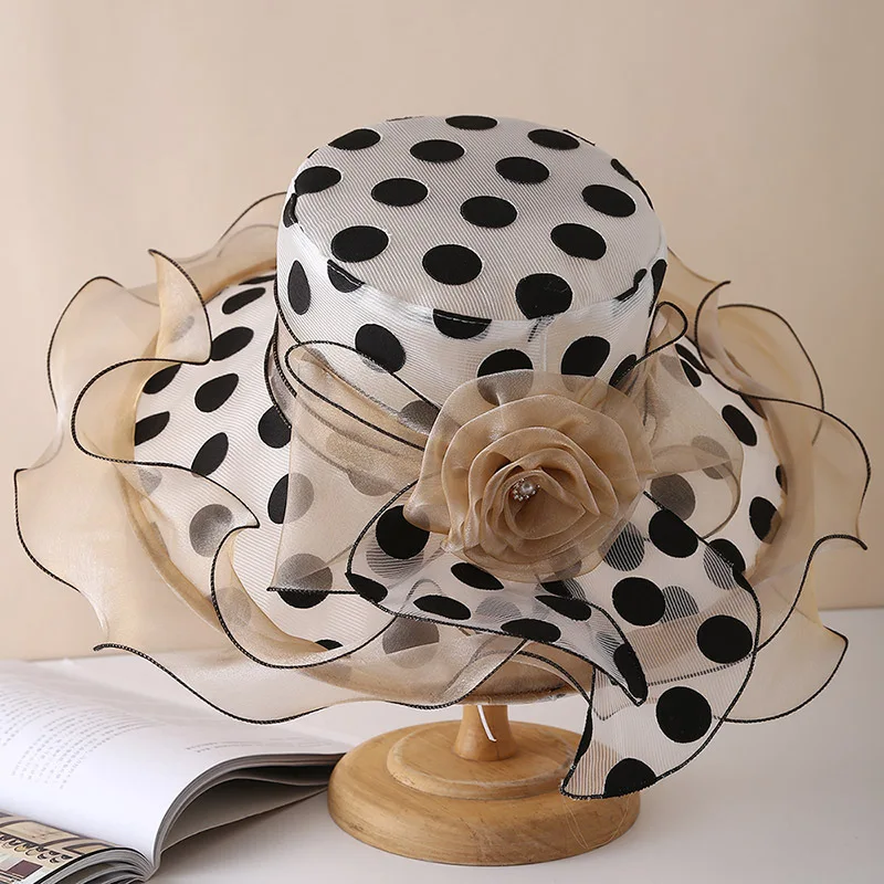 Summer Breathable New Ladies Elegant Flower Church Hats Dot  display picture 1