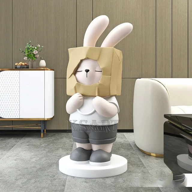 Modern Home Minimalist TV Stand, Large-sized Floor-standing Creative Decoration, Internet-famous Cartoon Rabbit Figurine.