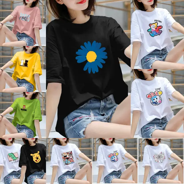 Fashion breathable fabric comfortable cotton t shirts custom logo women's t-shirts