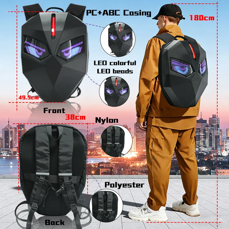 Waterproof Expandable Motorcycle LED Backpack with Smart Flashing