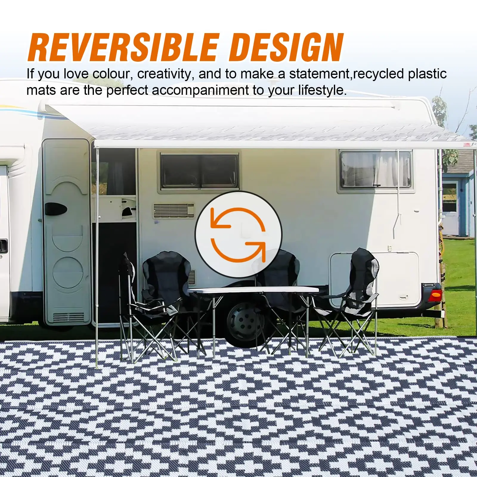 Custom Reversible Outdoor Caravan Mat Patios Recycled Plastic Straw