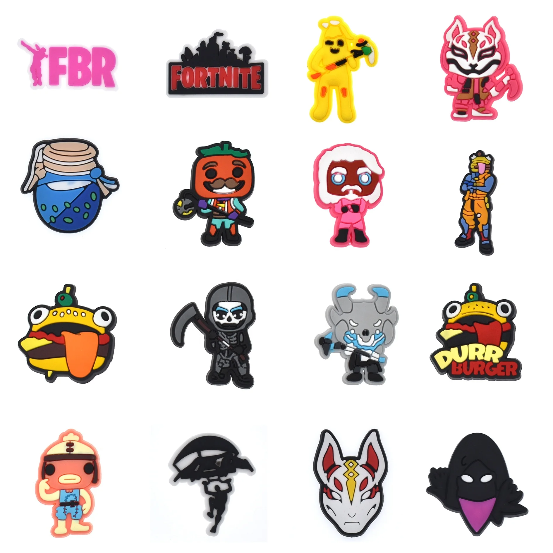 Hot Selling PVC Fortnitee Highlights Cheap Cartoon Shoe Charm Ornament Wholesale Bags Decorations Sandals Accessories