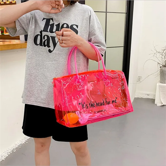Overnight Tote Bag Gym Fashion Sneaky Link Bags Overnight PVC Transparent  Jelly Spend One Night Bag for Women - China Bag and Plastic Tote Bag price