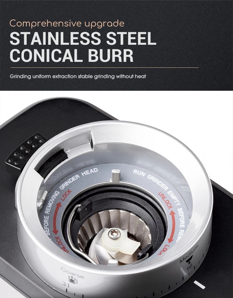 Anti Static Conical Burr Espresso Digital Control Conical Burr Coffee