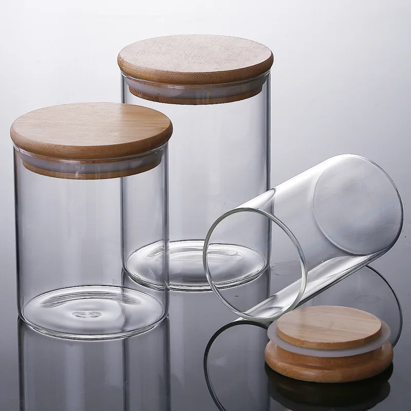 Mason Candy Jar For Spices Glass bamboo Cover Container Glass Jars With  Lids Cookie Jar Kitchen Jars And Lids Wholesale