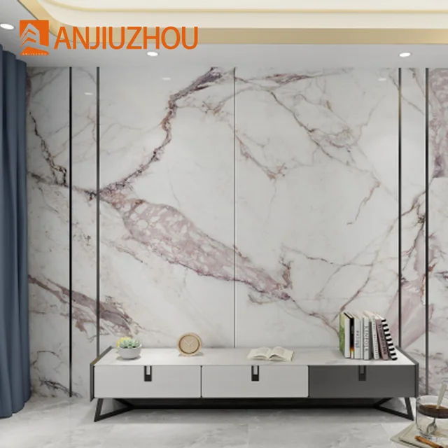 High Glossy SPC UV Marble Slab Wall Panel for Luxury TV Background Modern Design Style Wall Board for Bathroom Waterproof