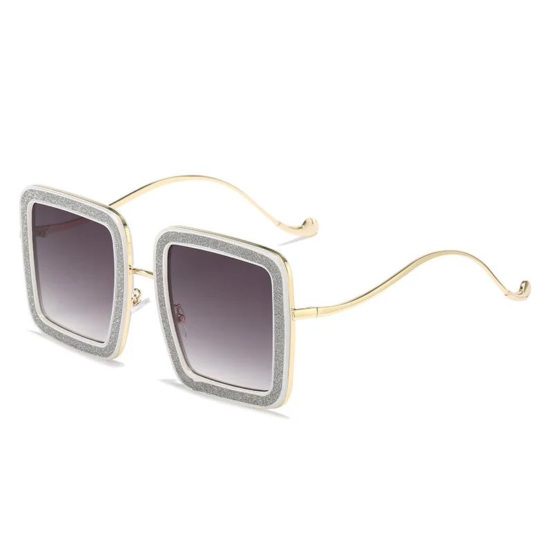 Elegant White Sunglasses with Crystal Accents Newport Sunglasses: Jeweled Rimless Cat Eye, 100% UV  main image 2