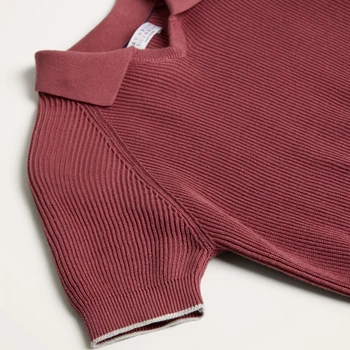 Customizable Cotton English rib knit polo Shirt-style collar V-neck polo shirt English rib Polo casual tshirts for men