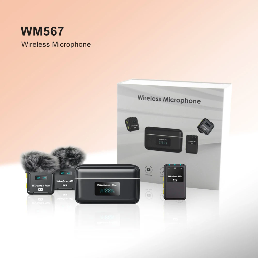 2.4G Wireless Microphone 2 in 1 Noise Cancelling Auto Connect