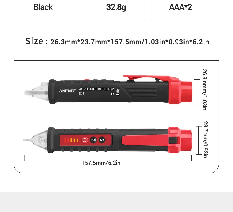 ANENG VD802 Smart Non-contact Digital Test Pen New Arrival AC Voltage 12-1000V Detectors Current Electric Sensor Tester Tools