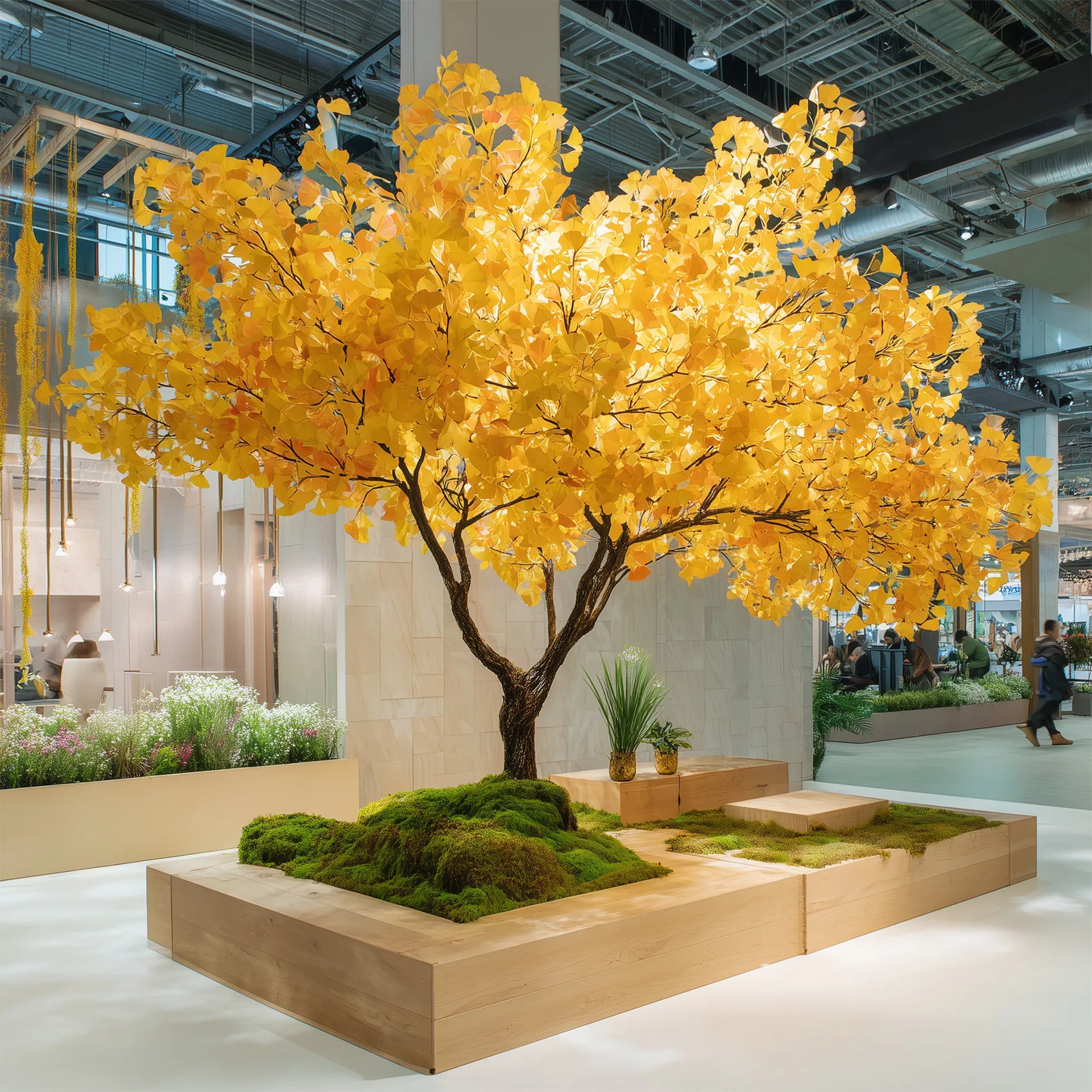 New 2.5m 2.8m 3.6m High Artificial Ginkgo Tree with Yellow Leaves for Indoor & Outdoor Decor Lifelike Silk Plant
