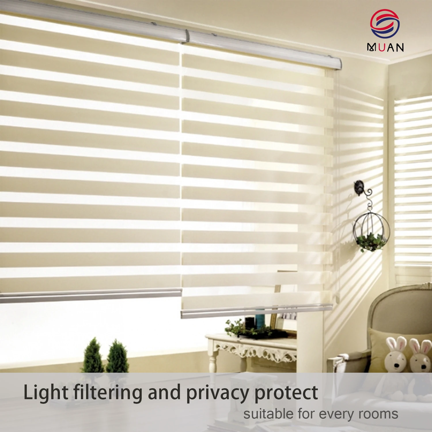 High Quality Motorized Zebra Shade Window Day And Night Alexa Electric