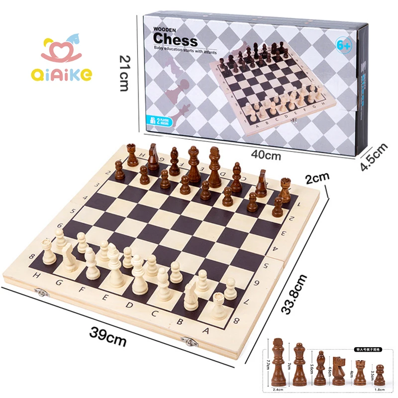 Indoor Foldable Portable Educational Toys International Chess Set Wooden Chess Pieces Board Game for Family Entertainment