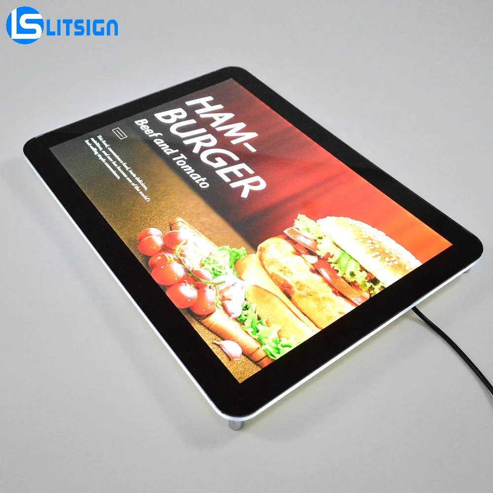 Подставка для кафе a1 ресторана блестящий светодиодный дисплей буквенная доска лайтбокс Настенная акриловая Светодиодная панель меню