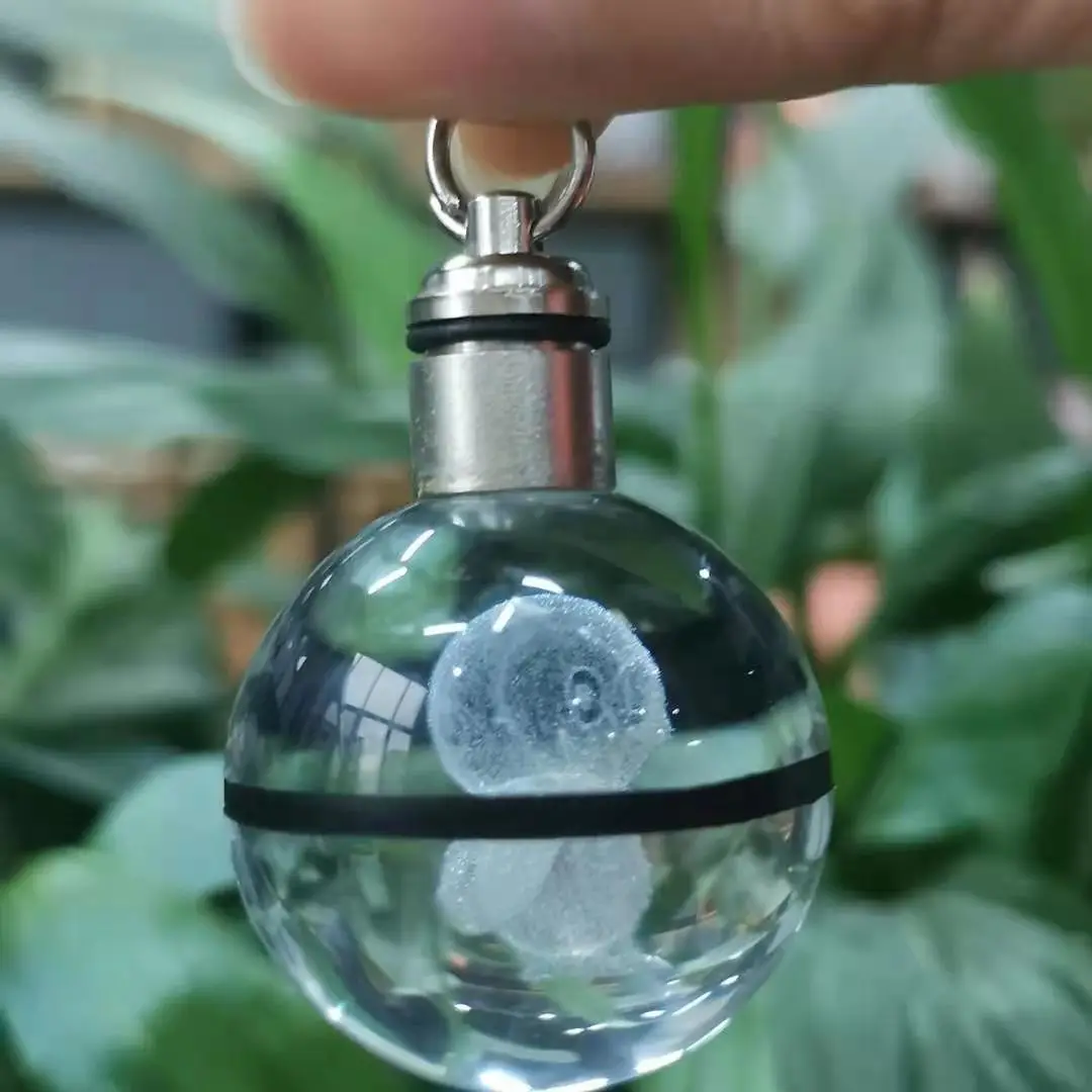 papular 30mm crystal piplup k9 ball keychain with led light for