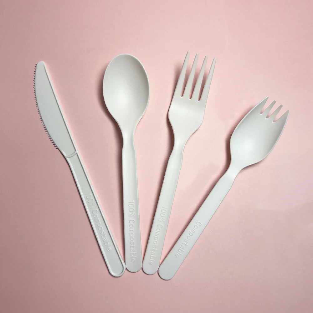 Eco 100% Compostable PLA Biodegradable Tableware Spoon Fork Knife Disposable Cutlery