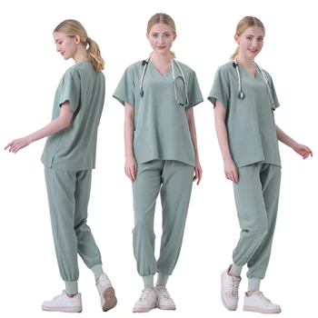 Stretch Hospital Clinic Medical Scrub Suits Uniform For Doctors And Nurses Top Jogger Pants Nursing Scrubs Uniforms Sets