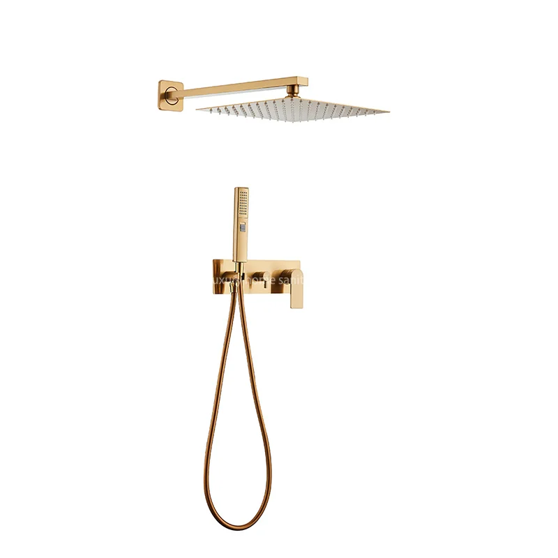 Hotel Bathroom Shower Faucet Hot and Cold Adjustment Wire Drawing Embedded Shower Suit Wall-mounted Bathroom Shower