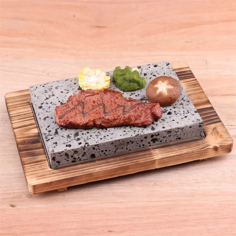 Volcanic Stone Cooking Bricks Flat Without Grooves Round lava Outdoor Steak Barbecue Camping Grill