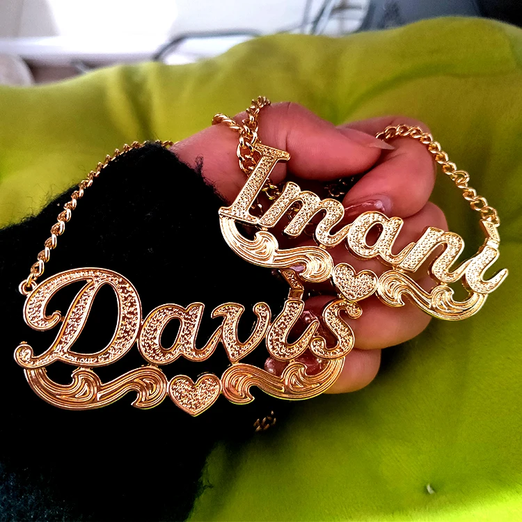 New Custom Personalized Acrylic Double Gold Plated Name Necklace 2022