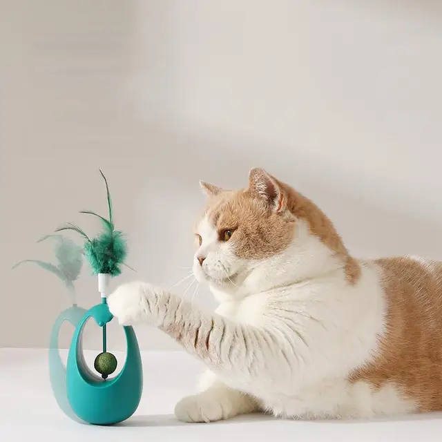 New style cat toy catnip tumbler shape with bell feather cat interactive toys for indoor cats pet wholesale