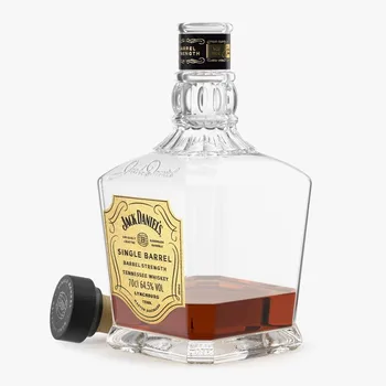 Wholesale 750ml High Quality Glass Bottle with Cork Engraved for Tequila Whisky Vodka Brandy Beverages