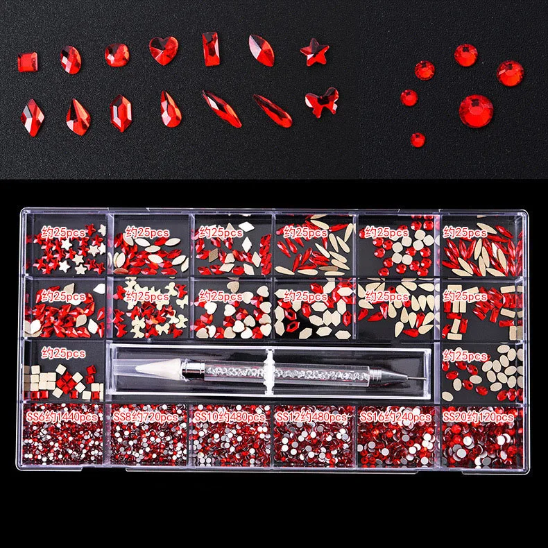 3830Pcs Crystal AB Nails Art Rhinestone Tool Set Mixed Flatback Gemstone for Nails supplier