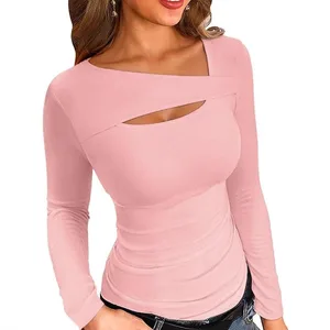 2025 Summer Women's Irregular Slimming Long Sleeve Fashion Casual T-shirt