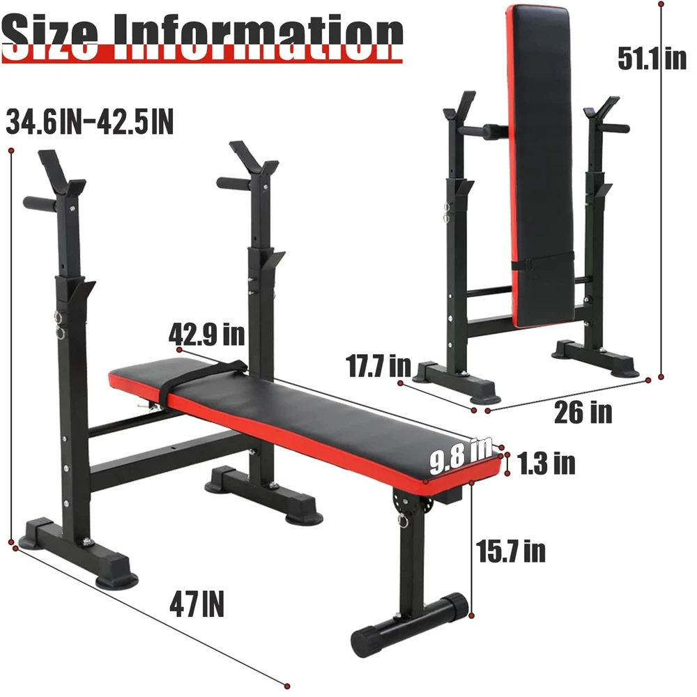 Harbour Workout Adjustable Weight Bench With Barbell Rack Folding Bench
