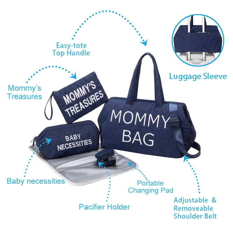 BSCI Factory Supply Customize 5 in 1 Weekender Travel Mom Baby Diaper Bag Set Hospital Maternity Backpack Baby Bags for Girls